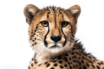 Cheetah On White Background. Generative AI