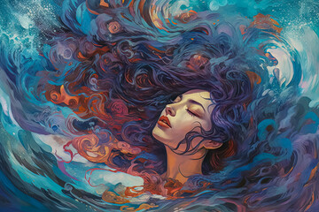 illustration of a woman dreaming