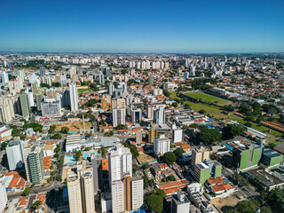 Campinas, Sao Paulo, Brazil. June 03, 2023: Aerial image of Avenida Barão de Itapura and Avenida Orosimbo Maia in the central region of Campinas.