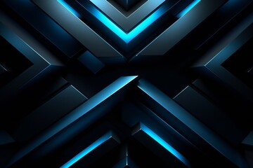 Futuristic dark metal background with glowing blue light Generative AI