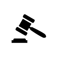 Judgment icon isolated on white background, Gavel and hammer vector symbol