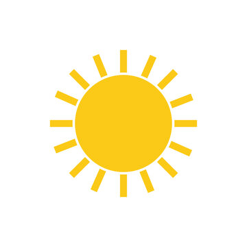 The sun. Vector illustration of a yellow sun with rectangular rays. Icon. Cartoon children s vector image.