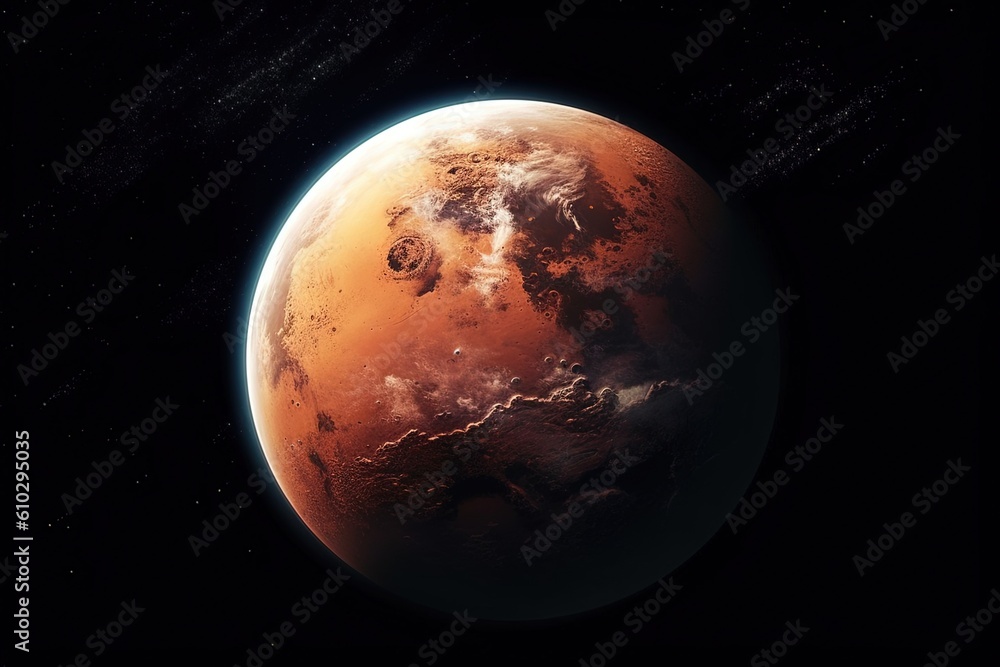 Wall mural earth view from planet mars illustration generative ai