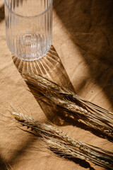still life wheat and glass