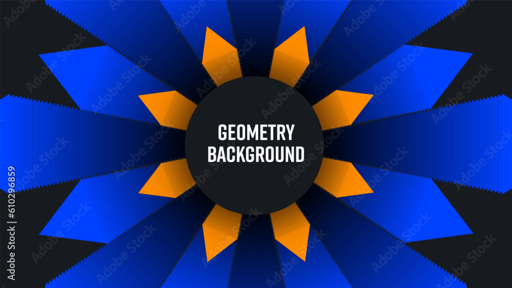 Poster vector geometric background, gradient blue, yellow triangles, shape blend 3d, abstract frame for pre