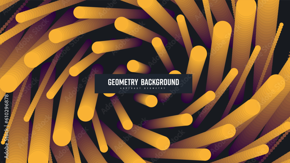 Aufkleber vector illustration, gradient yellow dots, lines twisted in a circle, shape blend 3d, abstract backg