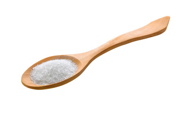 monosodium glutamate in wood spoon on transparent png