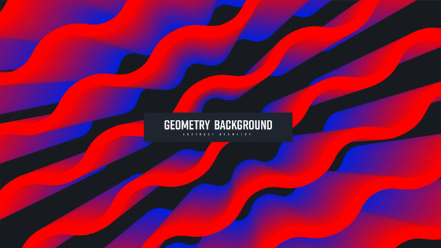 Vector geometric background, gradient diagonal zigzag lines, shape blend 3d, abstract red, blue, black backdrop.