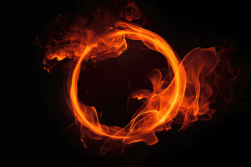 Circle Of Neon Orange With Smoke On Bright Background. Generative AI