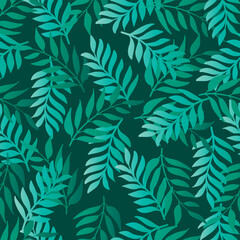 Seamless pattern  doodle leaves  background.