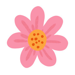 Pink flower, illustration with hand drawn on transparent backgound. Good quality file.