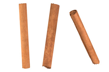 Cinnamon sticks isolated on transparent background.