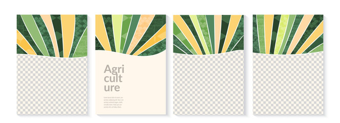 Abstract eco green agricultural vector background. Farm field template. Organic header design. Fresh nature landscape, ecology collage. Agro business card layout, farmland poster, countryside flyer
