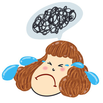 Over thinking emotion, illustration on transparent backgoud.
