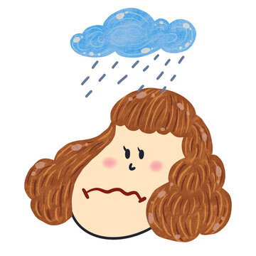 Un happy girl, illustration, on transparent backgound.