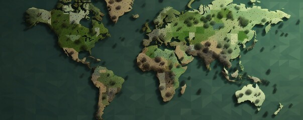 Pixelated earth globe map Generative AI