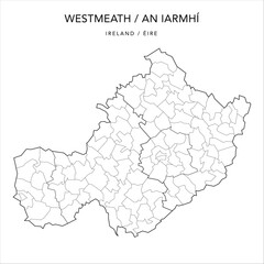 Vector Map of County Westmeath (Contae na hIarmhí) with the Administrative Borders of County, Districts, Local Electoral Areas and Electoral Divisions from 2018 to 2023 - Republic of Ireland