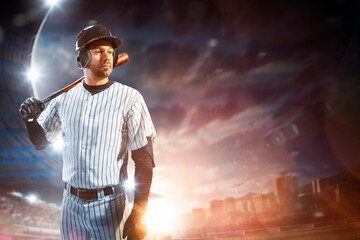 Professional baseball player in action on grand arena