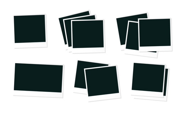 Blank Empty Polaroid Picture Frames Vector Icon Set Transparent PNG Template