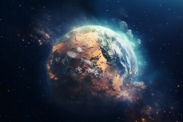 Naklejka premium Very detailed planet earth globe in space Generative AI