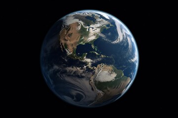 Naklejka na ściany i meble Very detailed planet earth globe in space Generative AI