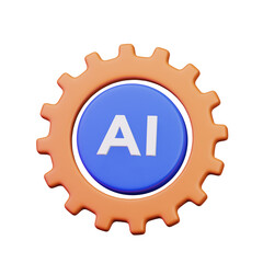 circle ai with gear symbol for artificial intelligence computer based processing concept 3d render icon illustration design