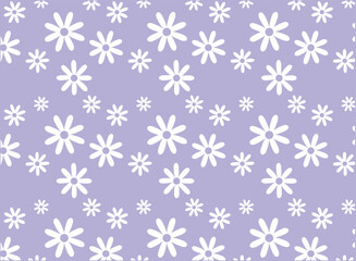 Fototapeta na wymiar Daisy flowers pattern purple wallpaper