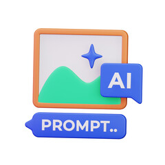 image symbol with ai prompt request for artificial intelligence photo scene generative program 3d render icon illustration design