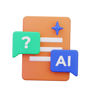 question answer chat document paper with ai artificial intelligence chat bot 3d render icon illustration design