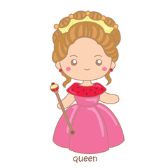 Alphabet Q For Queen Vocabulary School Lesson Reading Writing Illustration Vector Clipart Cartoon