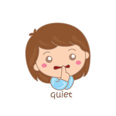 Alphabet Q For Quiet Vocabulary School Lesson Reading Writing Illustration Vector Clipart Cartoon