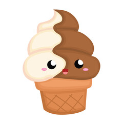 Cute Ice Cream Colorful Flavor Dessert Cone Scoop Cup Illustration Vector Clipart Cartoon