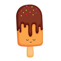 Cute Ice Cream Colorful Flavor Dessert Cone Scoop Cup Illustration Vector Clipart Cartoon