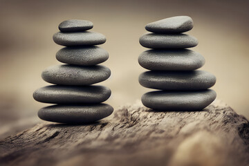 Fototapeta na wymiar Pair of stacked zen stones from Generative AI