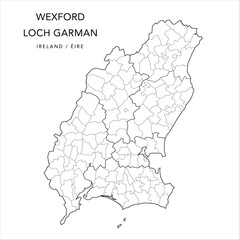 Vector Map of County Wexford (Contae Loch Garman) with the Administrative Borders of County, Districts, Local Electoral Areas and Electoral Divisions from 2018 to 2023 - Republic of Ireland
