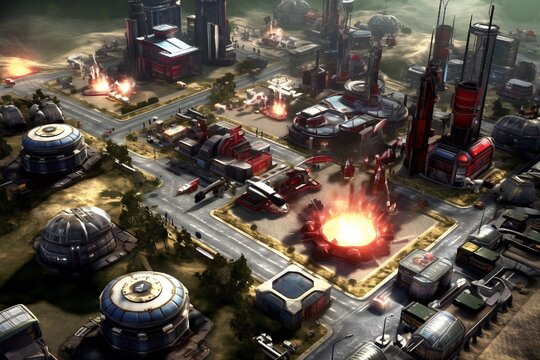 Abstract Real Time Strategy Game Art Background Generative AI