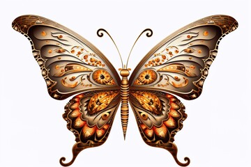 colorful tropical butterfly isolated on white background. Generated by AI.