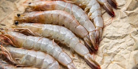 shrimp raw gambas fresh seafood prawn meal food snack on the table copy space food background rustic top view