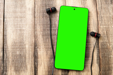 Mockup of a mobile phone with a chroma key screen