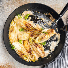 chicory food dish stewed vegetable meal snack on the table copy space food background rustic top view