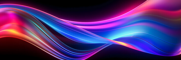 Fototapeta premium Vibrant Motion Background: Abstract 3D Render with Iridescent Curved Wave for Engaging Designs