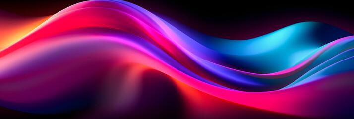 Dynamic Holographic Design: Abstract Fluid 3D Render with Neon Curved Wave for Stunning Visuals