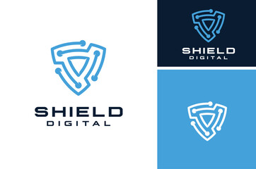 Digital Line Circuit Triangle Arc Reactor Shield Modern logo design