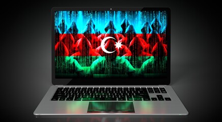 Azerbaijan - country flag and hackers on laptop screen - cyber attack concept