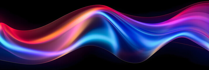 Iridescent Neon Curved Wave: Abstract Fluid 3D Render Illustration for Vibrant Motion Backgrounds