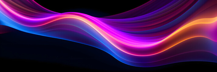 Iridescent Neon Curved Wave: Abstract Fluid 3D Render Illustration for Vibrant Motion Backgrounds