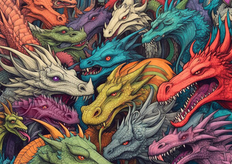 dragons background, cartoon style, generative ai