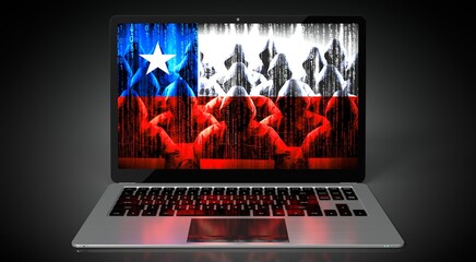 Chile - country flag and hackers on laptop screen - cyber attack concept