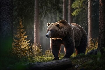 Obraz na płótnie Canvas Brown Bear In Forest