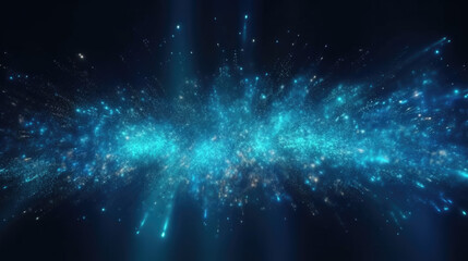 abstract blue explosion isolated on black background. Generative AI